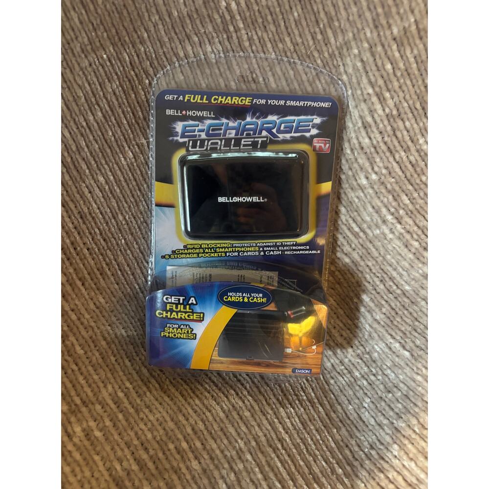 Bell and Howell E-Charge RFID Wallet & Phone Charger With USB Charging Cable-NEW